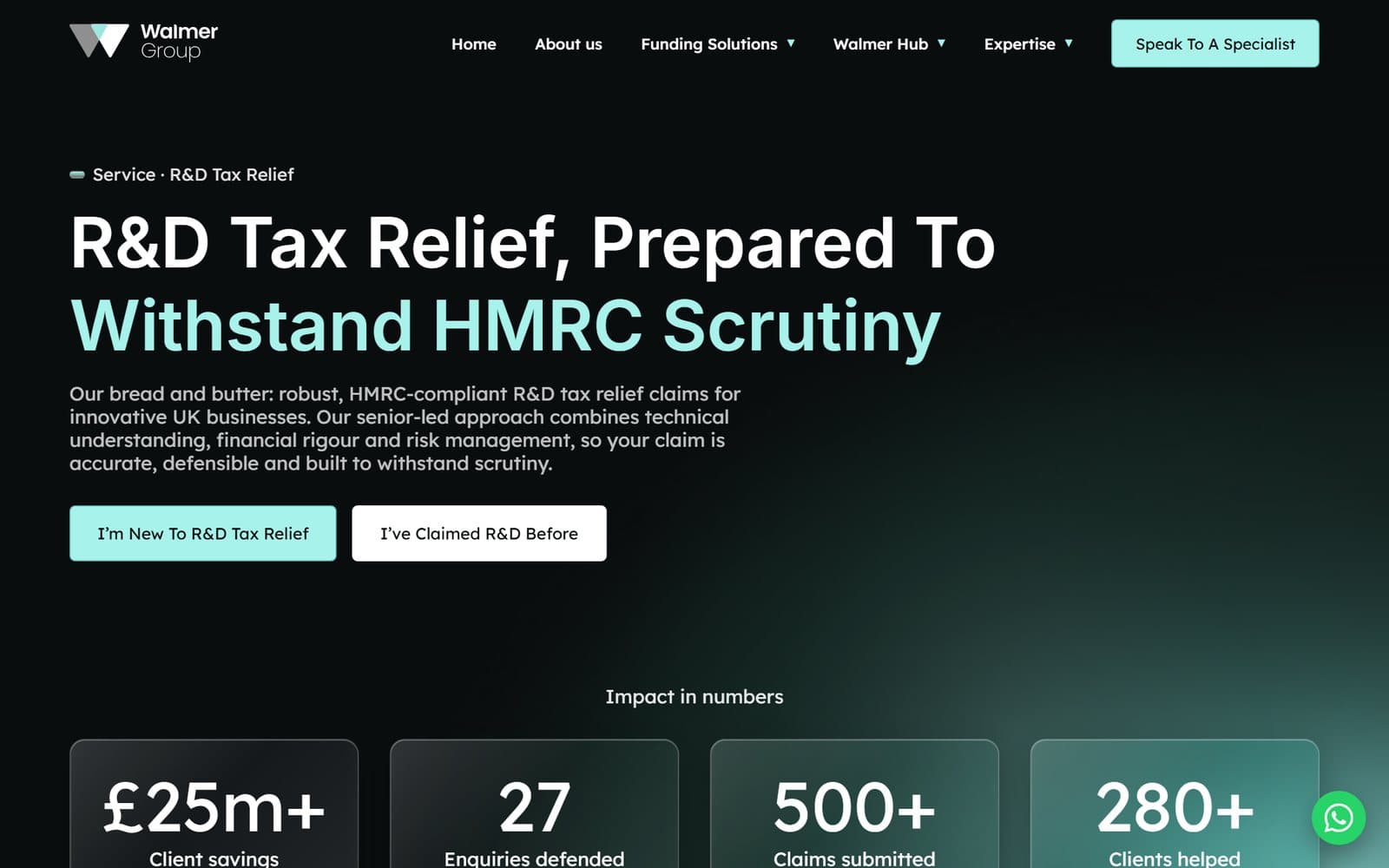 Service page — R&D Tax Relief
